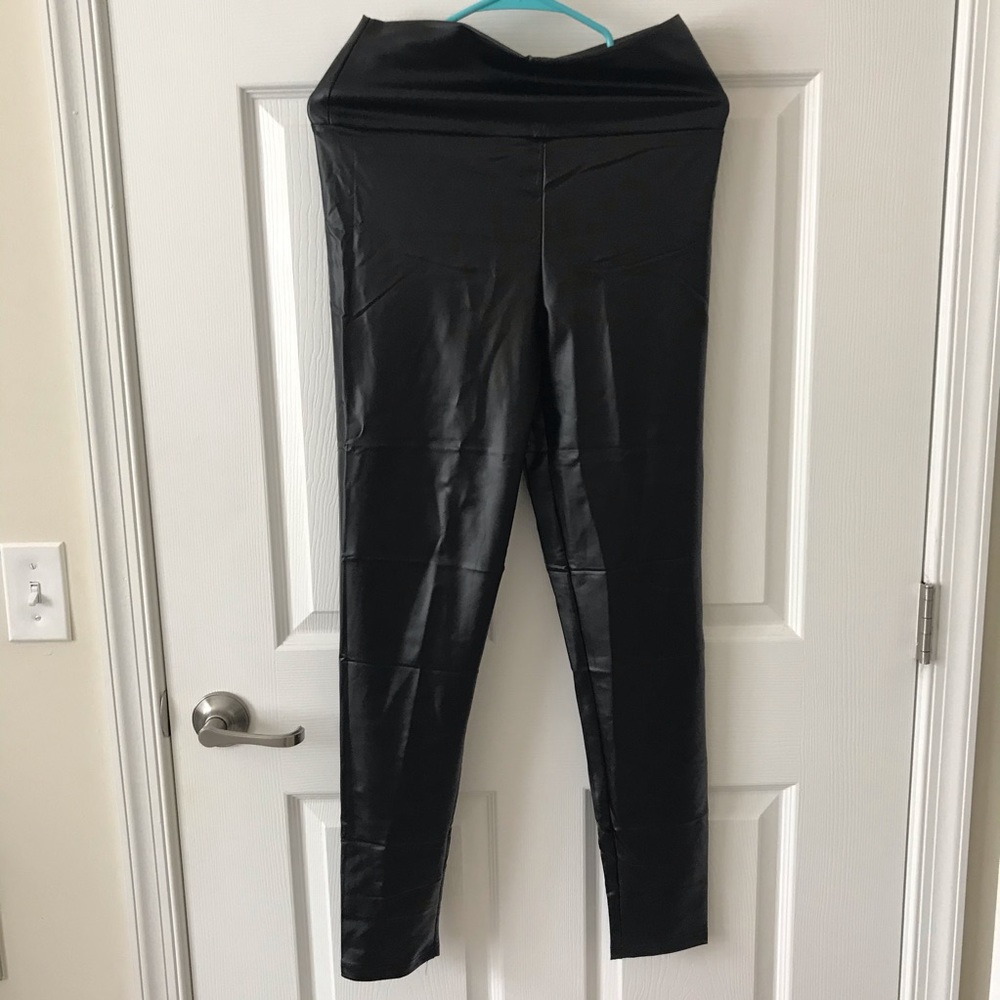 High Waist Black Pleather Leggings ☠️
